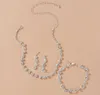Smycken sätter kvinnor silverguldpläterad bling brud silver diamant inlagd halsband örhänge armband tre bit n55676277136