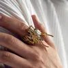 Golden Dragon Open Ring Mens Dominant Fashion Trend Jewelry Party Accessories