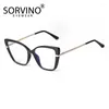 Lunettes de soleil Sorvino Trendy Eyeglasses vintage Femme Femmes Eye Cat Eye Personnalisé Anti Blue Lunes Lumières Myopie Plat Lens Printemps