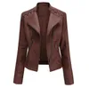 Women's Faux Leather Coats Spring and Autumn Jackets Slim Fit Thin Motorcycle Suit Short student jacket s----4xl