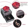 Regali per eterni i suoi fiori secchi Rose Box Box 100 lingue Amore Collana Preservata Festa della mamma 230613