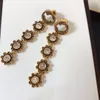 Orecchini a bandiera floreale vintage floreali di alta qualità in oro 14k oro e ottone lunghi a pendente per le donne di compleanno per la festa di compleanno