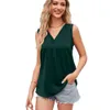 Ny 2024 Summer Women's Satin V-Neck Tank Chiffon Shirt Loose Top för kontorsarbetare