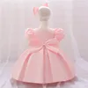 Sukienki dla dziewczynki dziewczyny różowy łuk księżniczka sukienka ślubna suknia druhna dla dzieci kwiatów maluch formalny świąteczny piłka noszenie dzieci