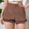 Plus Size Elastic Waist Elegant Polka Dot Shorts Women Frill Lettuce Trim High Waist Straight Beach Shorts Female Large Size 7XL 240409