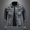 Heren Vintage denim jas High Street Trend Losse straatrijden Biker -kleding knappe casual knoop met knoopselhoens kleding 240401