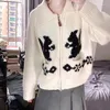 Femme Tricots Femmes Vintage Y2k Animal Imprimé tricote de manches longues Cardigans 2024 Spring décontracté célibataire coréen refoulent le collier