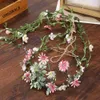 Headbands Bohemian Rattan Flower Vines Crown Headband for Bride Wedding Hair Accessories Girls Floral Wreath Head Band Hairstyles Headdres Y240417