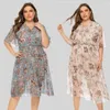 Casual Dresses Summer Fat Women's Vintage Floral Elegant Dress Plus Size Skirt