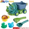 Sable Player Water Fun Summer Beach Toy Engineering Car Set Baby Beach Game Toy Dinosaur Beach Car toot Touet Tool Baby Bath Toy Y240416