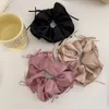 Sweet Ballet Style Large Scrunchie Hairband With Silk Ribbon Solid Color Bow Knot Ideal For Pure Daily Wear For Ladies Girls