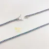 Hot Selling 925 Silver Jewelry Custom Necklace 3mm Width Colorful Blue Moissanite Tennis Chain