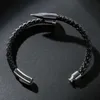 Braccialetti di gioielli di moda braccialetti proiettile chiodo in acciaio inossidabile bracciale in pelle nera per uomini