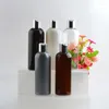 Opslagflessen 12 stks/perceel 300 ml Wit/zwart/helder/bruine plastic fles met schijfdop Essentiële oliën Cosmetische verpakking Shampoo Lotion