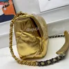 Cadena gruesa 19 Mujeres Diseñador Crossbody Bolse 26cm Caca Cuero bolso de hombro Vintage Diamond Lattice Gold Gold Bag Bag Bag Bag Tending Sacoche