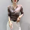 Camicie da donna da 100,00 kg di abbigliamento sovradimensionato Amazon Fashion Cross Croce Mesh Floral Stampa Flora Slim Base