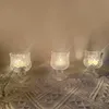 6pcsSet Engraved Glass Small Wine Glass Candle Holder Transparent Mini Wine Cup High Cup Candlestick Party Decorations Supplies 240408