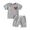 Zestawy odzieży malucha baby boy girl letnie strojenie misy niedźwiedź nadruk krótkie t-shirt i szorty 2PCS