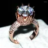 Cluster Rings Fashion S925 Серебряное серебряное серебряное розовое золото, наполненное большим 8CT Цирконом Короны Коктейль Коктейль Обручальный кольцо для женщин ювелирные изделия