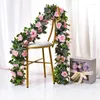 Flores decorativas 2.2m 2pcs rosa artificial plantas falsas folhas casas decoração de casamento arco de natal rattan videira diy videira