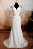 Images réelles Une ligne de robe de mariée en dentelle avec une ceinture Bow 2024 V Poule de cou Longueur Longueur Bridal Robes Fabriquées sur mesure BC18515