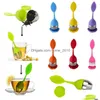 Coffee Tea Tools Creative Teapot Strainers Sile Spoon Infuser With Food Grade Leaves Shape Stainless Steel Infusers Strainer Filte Dhp2Z