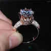 Cluster Rings Fashion S925 Серебряное серебряное серебряное розовое золото, наполненное большим 8CT Цирконом Короны Коктейль Коктейль Обручальный кольцо для женщин ювелирные изделия