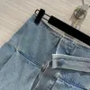 Kjolar 2024 Fashion Blue Denim Mini Pleated Womens High midjebältet Spring Summer Sweet kjol