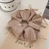 Sweet Ballet Style Large Scrunchie Hairband With Silk Ribbon Solid Color Bow Knot Ideal For Pure Daily Wear For Ladies Girls