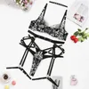 Bras Sets Erotic Lingerie Sexy Breves Black Sensual Underwear Push Up Bra With Bones Lace Embroidery Transparent Seamless Intimate