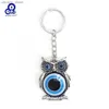 Keychains Lanyards EVIL EYE Alloy Owl Pendant Keychain Turkish Evil Eye Key Chain Bag Car Keyring for Women Men llavero porte cl Y240417