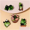 Broches broches plantes en pot émail broche broches esthétique badges de revers mignons cool pour sac à dos