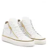 Scarpe da fitness moda sneakers in pelle bianca mandata piattaforma piattaforma oro designer con cerniera oro comodo allenamento unisex casual tenis