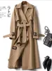 Trench coreano di mezza lunghezza Trench Coat alla moda British su ginocchio Temperamento per pendolarismo Elegante trench per donne 240415