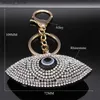 سلاسل المفاتيح Lanyards Lucky Turkish Eye Crystal keychain للنساء الرجال الذهبيون لون Rhinestone Evil Eye Alloy Beal Bage Associory Jewelry Chaveiro Y240417