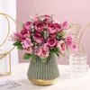 Decorative Flowers Artificial Peony Bouquet Silk Rose Vase For Home Decor Garden Wedding Fake Plants Christmas Garland Material