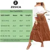 Jupes Zesica Womens 2023 Bohemian Floral imprimé élastique taille une ligne jupe maxi avec des poches