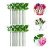Dekoratif çiçekler 40 adet gül gövdesi düğün çelenk yapay yapraklar gövdeler plastik el sanatları çiçek tel