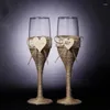 Weingläser 2pcs Set Hochzeitsglas personalisierter Champagner -Toast -Flöten -Sackleinen Spitze Rustikaler Tasse Kreativ