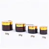 Packing Bottles Wholesale 5G 10G 15G 20G 30G 50G Amber Brown Glass Bottle Face Cream Jar Refillable Cosmetic Makeup Storage Container Dhpfo