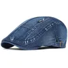 NNQJ Bergen große Größe Denim Beret Hut gewaschener verzweifeltes Peak -Cap -Capable Cotton Newsboy Cap Vintage Ivy Gatsby Cabbie Hats Flat Cap D240418