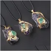 Colliers de pendentif 6pcs / lot Crystal Gilded Crystal Stone Quartz Pendants Collier diy pour hommes