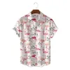 Topontwerp herenjassen stap in meike duo xiapi 2023 nieuwe zomerheren los 3d flamingo Hawaiiaans shirt met korte mouwen