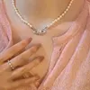 Сатурновые ожерелья жемчужные бусинки с бриллиантовым теннисным ожерельем Женщина Серебряные цепи винтажный модный стиль Desigenr с коробкой