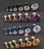 Stud Earrings Fashion Women Classic Crystal Prong Color Rose Gold Black Titanium Steel Round Cubic White Purple Zirconia Jewelry