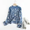 Blouses pour femmes Bouton de Blouse de cardigan de denim Bouton Drop-épaule jeans Kimono Soft Summer