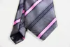 Bow Ties Classic Striped Gray Pink Tie JACQUARD WOVEN Silk 8cm Men's Necktie Business Wedding Party Formal Neck