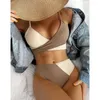 Swimwear Women 2024 Sexy Bikini Set Sweet Cross Femme Colorbock Biquini