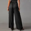 Pantaloni da donna Donne in tutto il carico casual Cargo a medio-elastico vita multi-tasca pantaloni a colori solidi per un comodo larghi