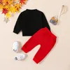 Clothing Sets Baby Boy Valentines Day Outfit Long Sleeve Letter Pattern Sweatshirt Jogger Pants Spring Winter Clothes